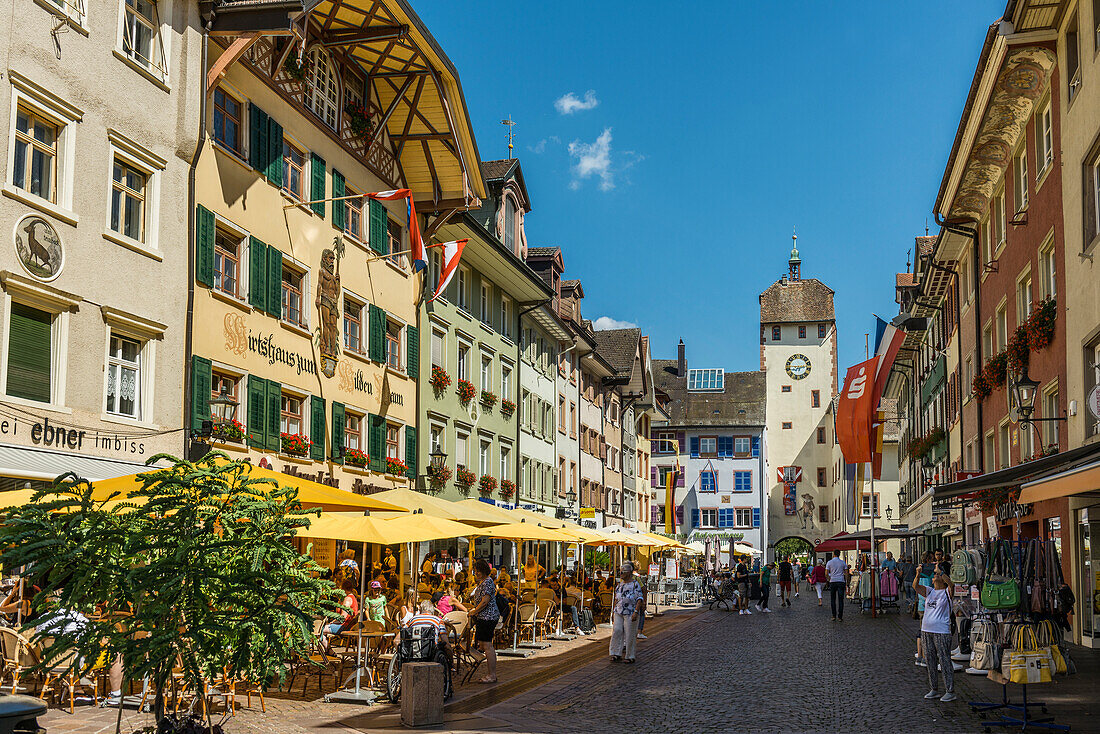 Historische Bürgerhäuser in der Kaiserstraße, Fußgängerzone der Altstadt, Waldshut, Waldshut-Tiengen, Schwarzwald, Hochrhein, Baden-Württemberg