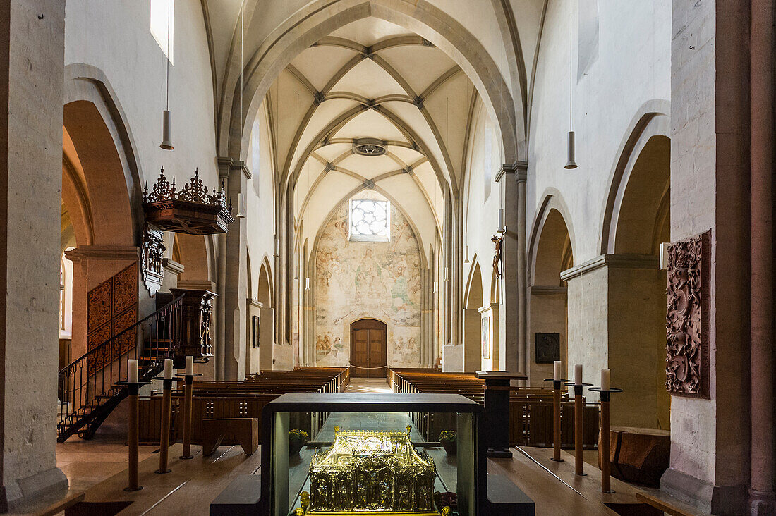 Interior of the Romanesque St. Stephansmünster, Breisach, Breisgau, Upper Rhine, Black Forest, Baden-Württemberg, Germany