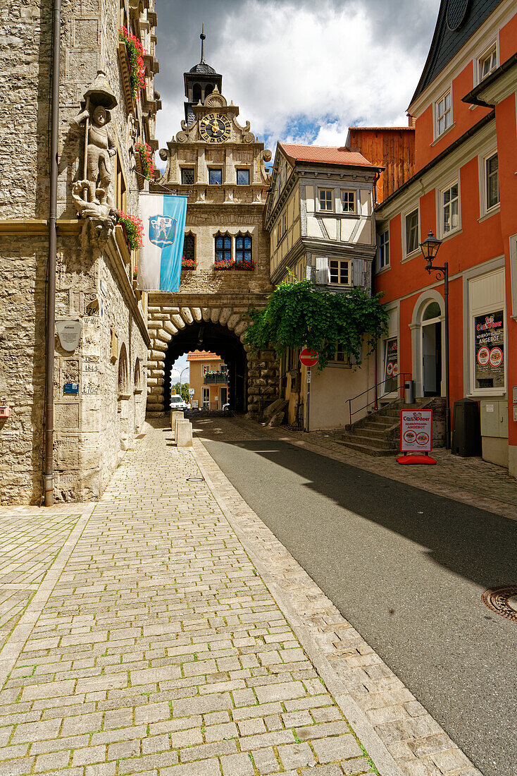 Historic town center in Marktbreit am Main, district of Kitzingen, Lower Franconia, Franconia, Bavaria, Germany