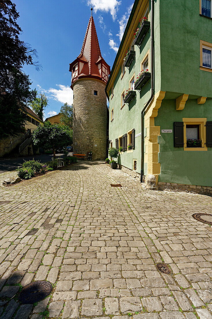 Historic town center in Marktbreit am Main, district of Kitzingen, Lower Franconia, Franconia, Bavaria, Germany