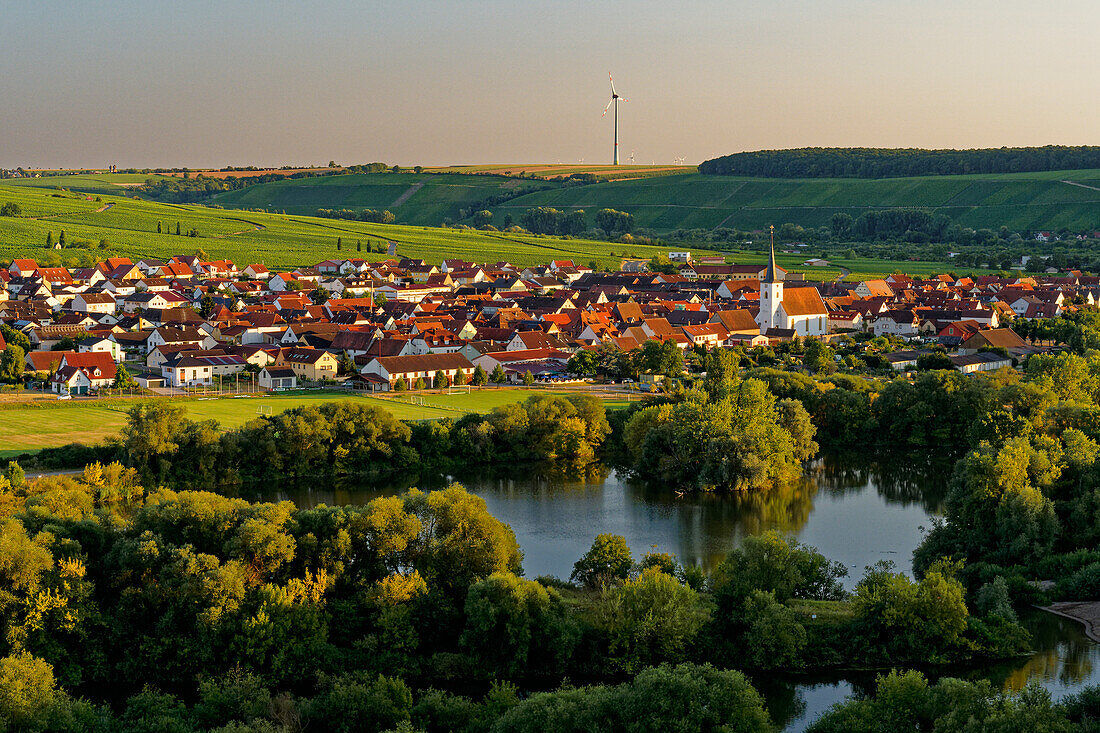 Weinort Nordheim am Main inmitten der Weinberge an der Volkacher Mainschleife, Unterfanken, Bayern, Deutschland