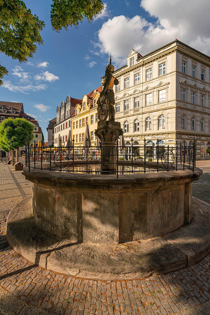 Der Marktplatz mit schönen Bürgerhäusern in Naumburg/Saale an der Straße der Romanik, Burgenlandkreis, Sachsen-Anhalt, Deutschland