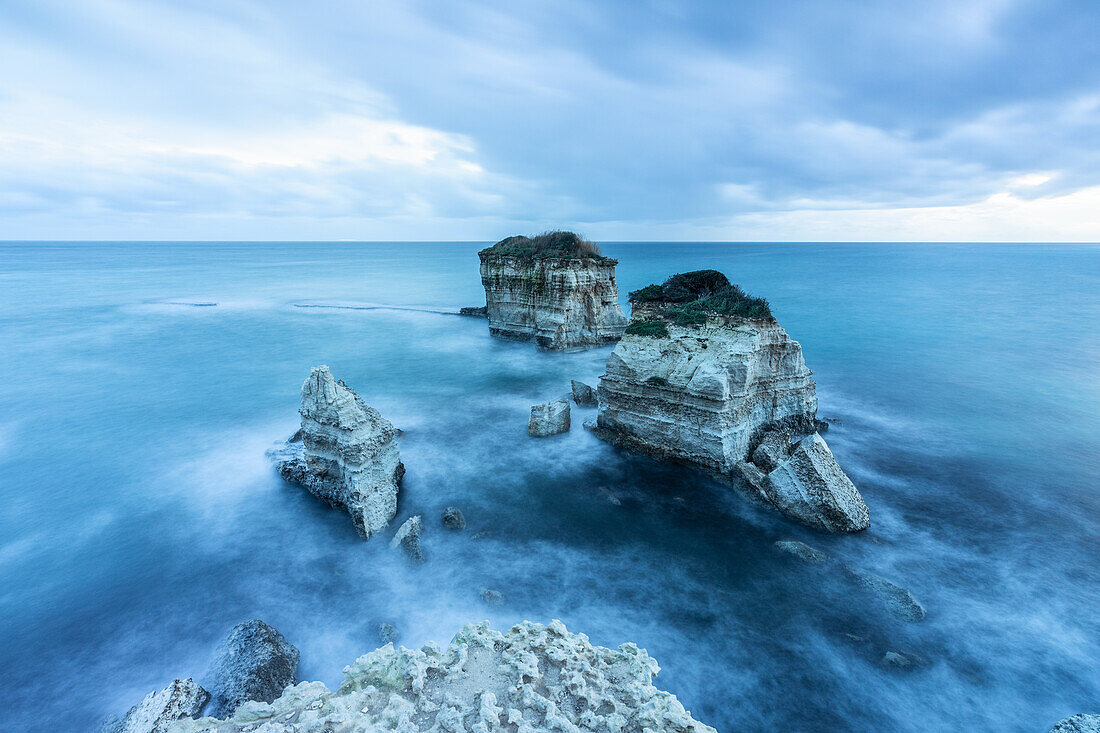 Rocky coastline near Sant'Andrea, Lecce, Apulia, Pulgia, Italy, Europe