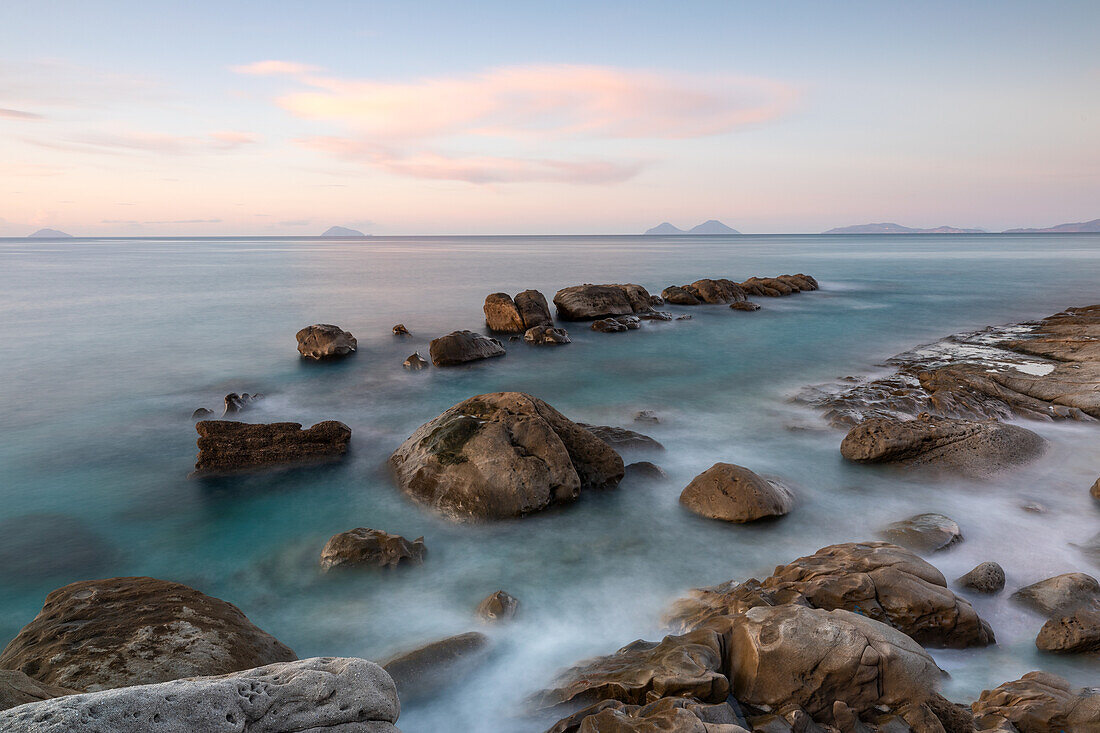 The coast at Capo d'Orlando, Messina, Sicily, Italy, Europe