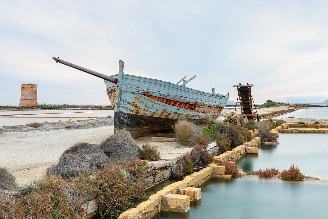 Die Saline di Trapani, Torre Nubia, Sizilien, Italien, Europa