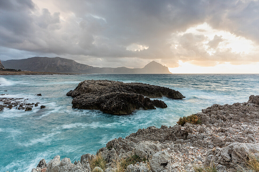 Rocky coast of San Vito Lo Capo, Trapani, Sicily, Italy, Europe