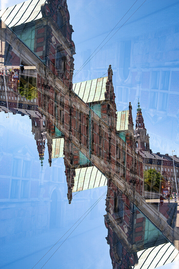 Double exposure of the Borsen building, a seventeenth century former stock exchange building in Copenhagen, Denmark.