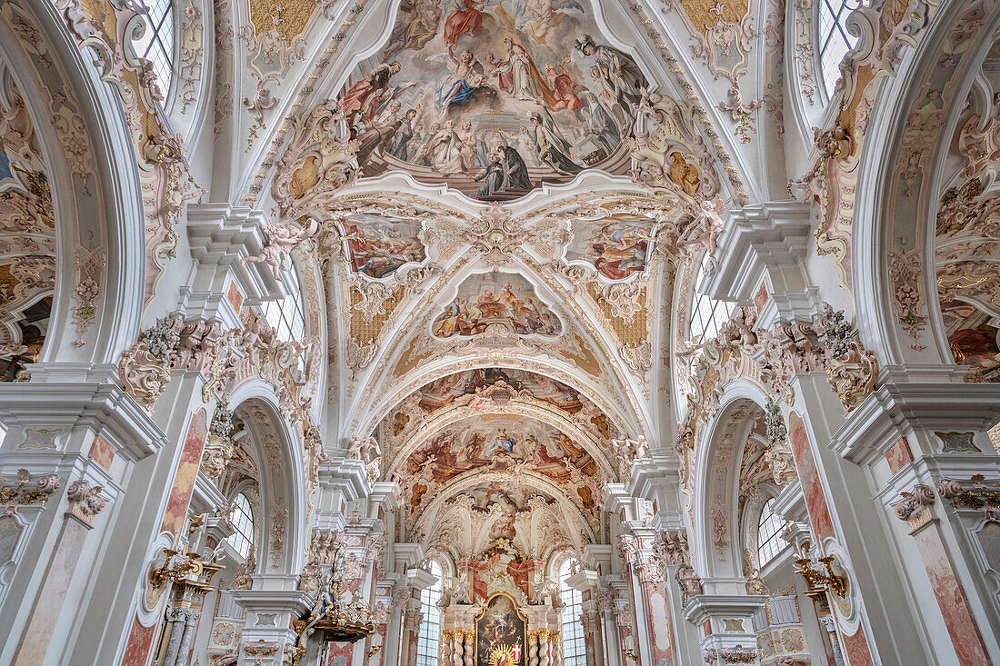 Ceiling painting in church of Neustift monastery, Bressanone, South Tyrol, Italy, Alps, Europe