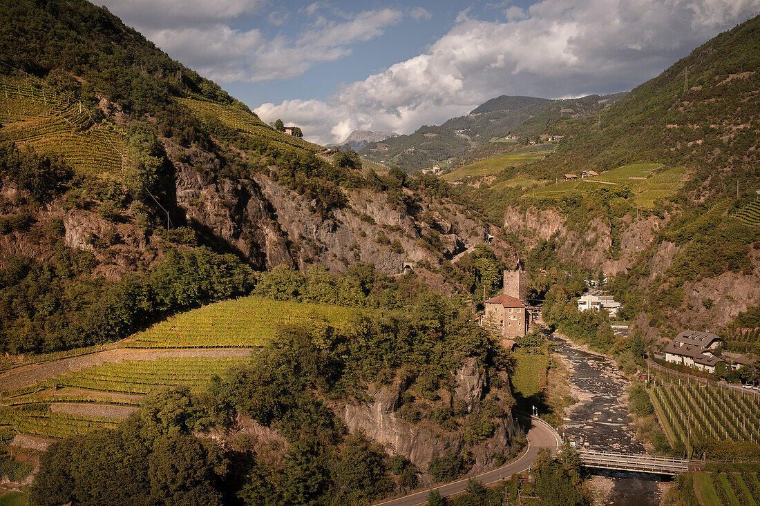 View from Runkelstein Castle to Ried Castle, Bolzano, Trentino, South Tyrol, Italy, Alps, Europe