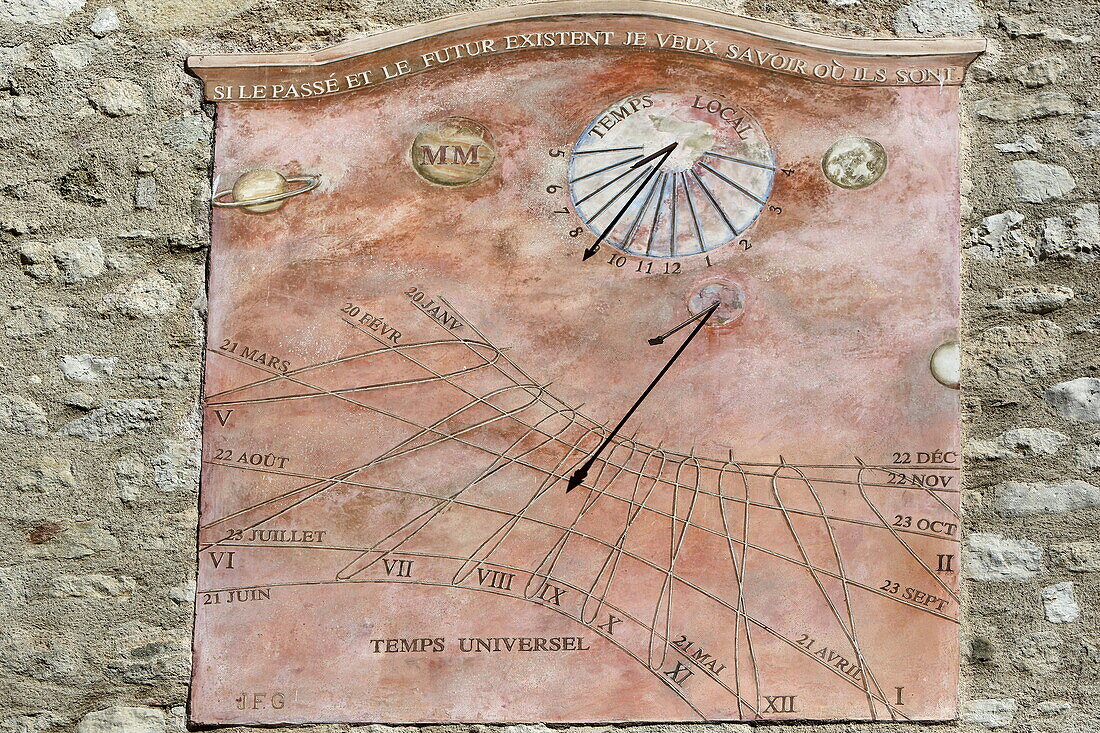 Sundial in Saint-Michel-l'Observatoire, Alpes-de-Haute-Provence, Provence-Alpes-Côte d'Azur, France