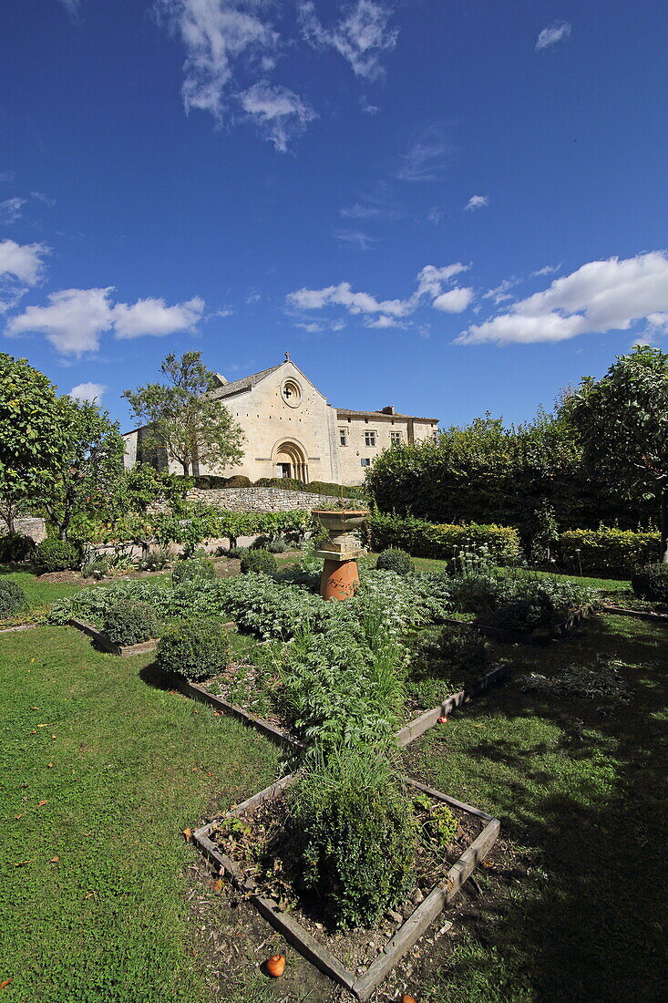 Medieval garden in the monastery complex of Salagon, Mane, Alpes-de-Haute-Provence, Provence-Alpes-Côte d'Azur, France