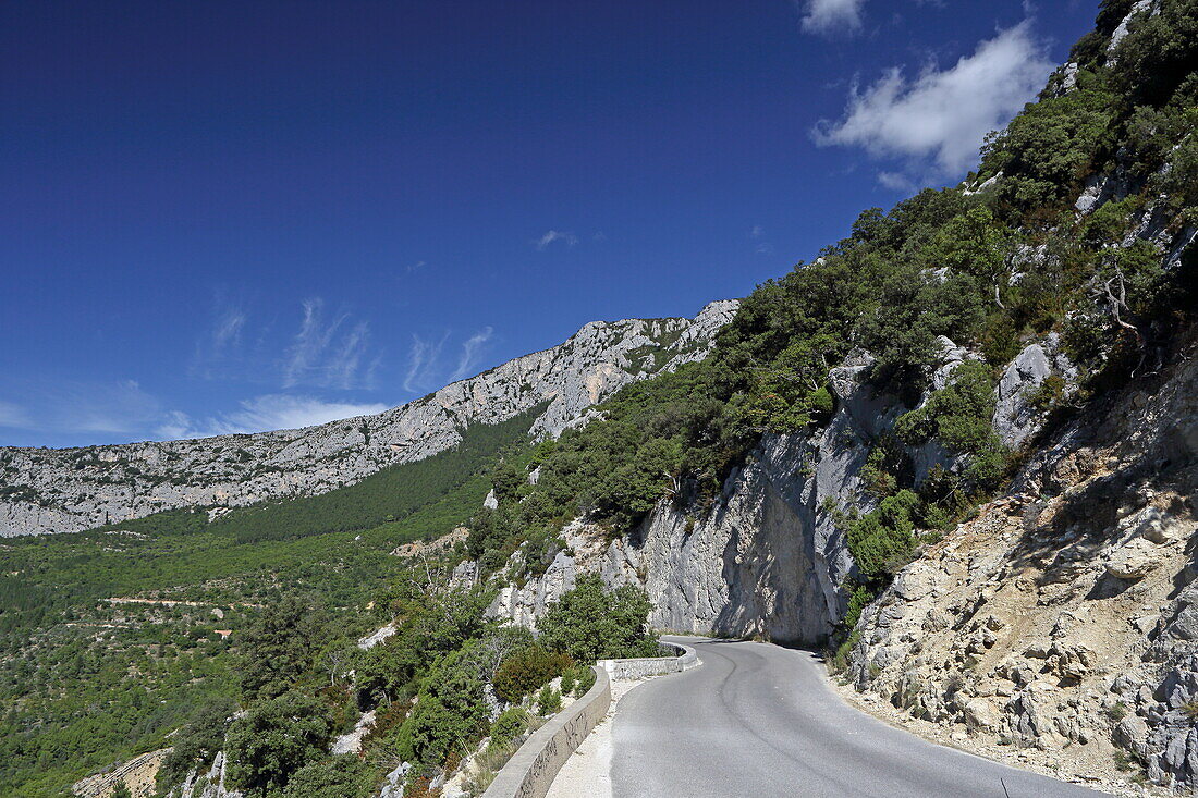 Strasse in der Verdonschlucht Grand Canyon du Verdon, Alpes-de-Haute-Provence, Provence-Alpes-Côte d'Azur, Provence