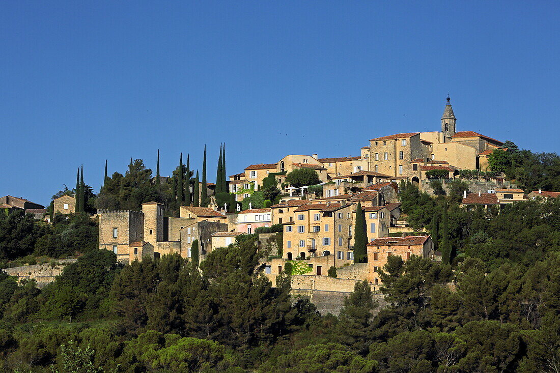 Blick auf Crillon-le-Brave, Vaucluse, Provence-Alpes-Côte d'Azur, Frankreich