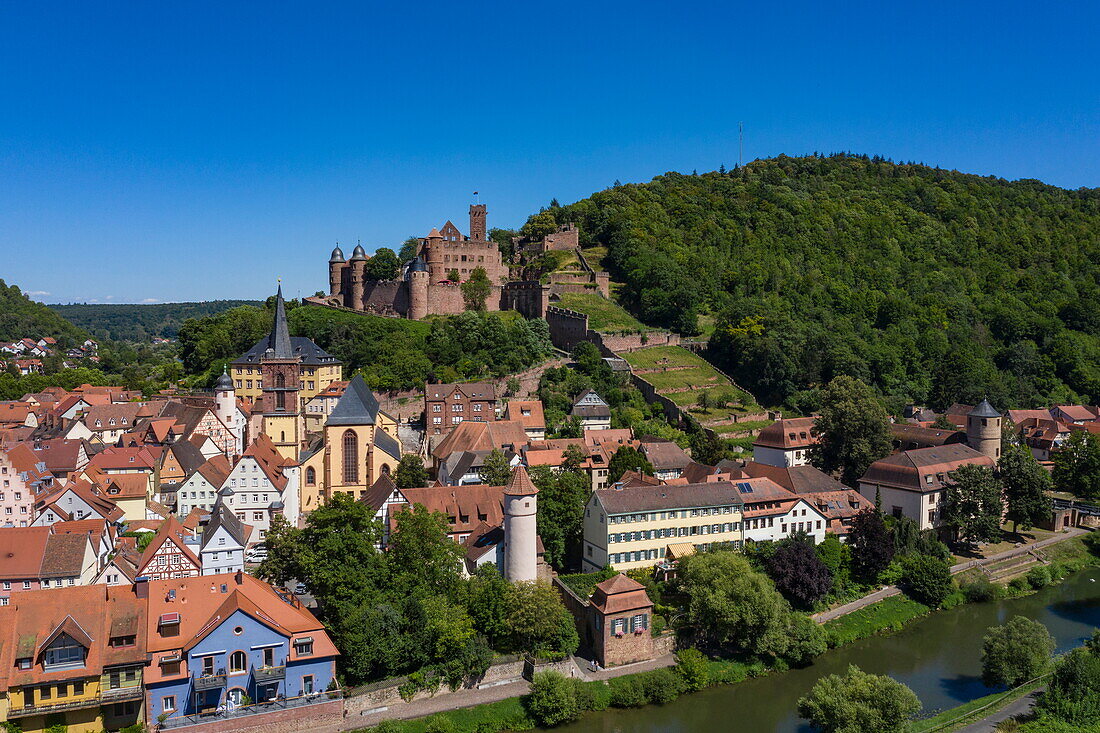 Blick auf Stadt und Burg, Wertheim, Franken, Baden-Württemberg, Deutschland