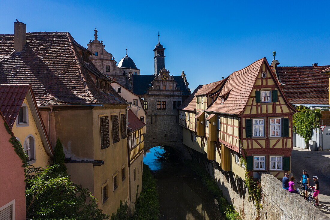 Luftaufnahme des Malerwinkelhauses in der Altstadt, Marktbreit, Franken, Bayern, Deutschland, Europa