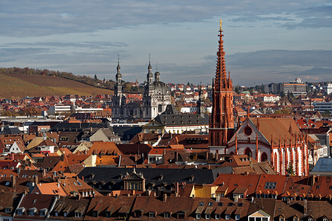 Blick von der Festung Marienberg auf die historische Altstadt von Würzburg, Unterfranken, Franken, Bayern, Deutschland