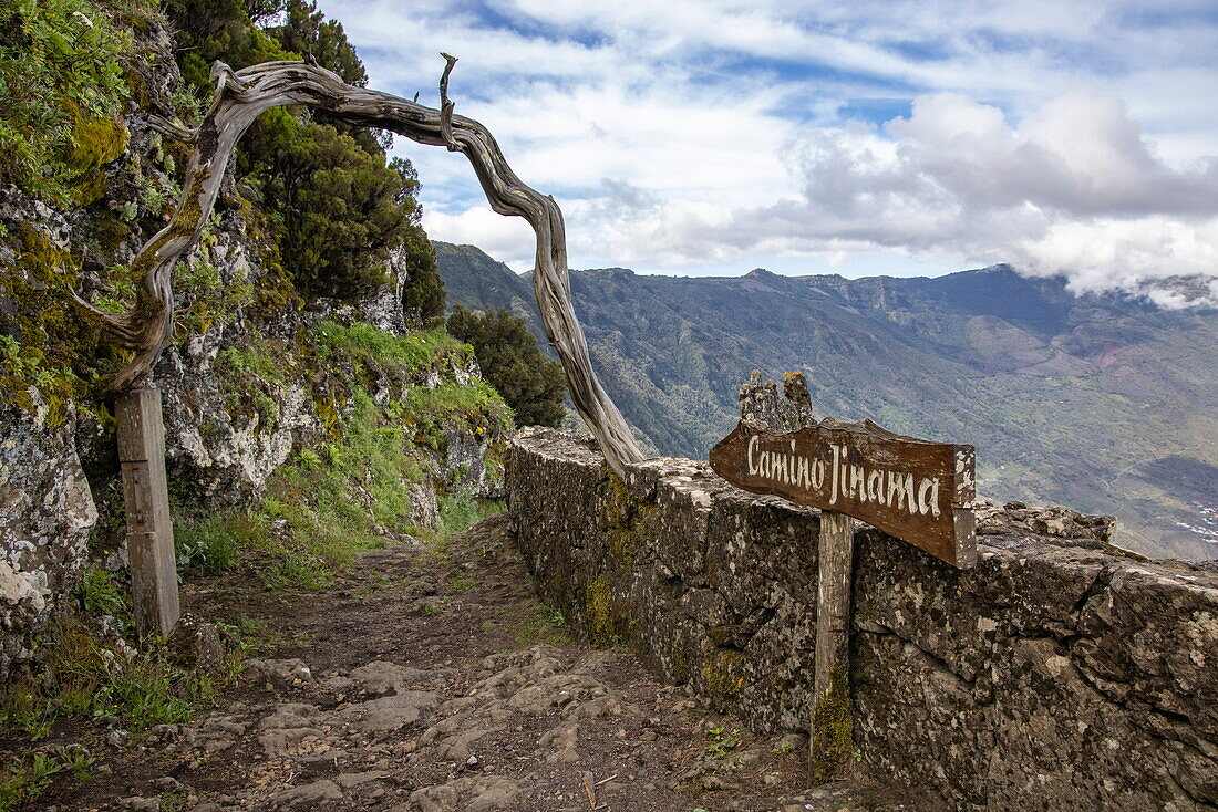 Ausgangspunkt vom Camino Jimana Wanderweg, Mirador de Jinama, El Hierro, Kanarische Inseln, Spanien, Europa