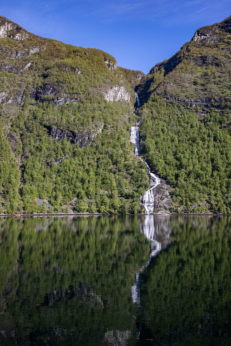 Waterfall in the Geirangerfjord, Geiranger, Møre og Romsdal, Norway, Europe