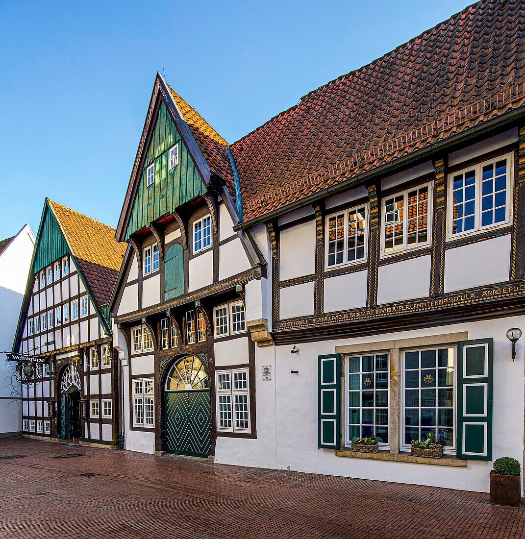 Fachwerkhäuser in der Marienstraße, Altstadt von Osnabrück, Niedersachsen, Deutschland