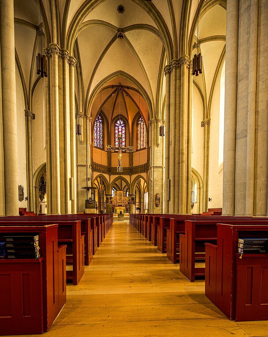 Interior of the Marktkirche St. Marien in the old town of Osnabrueck, Lower Saxony, Germany