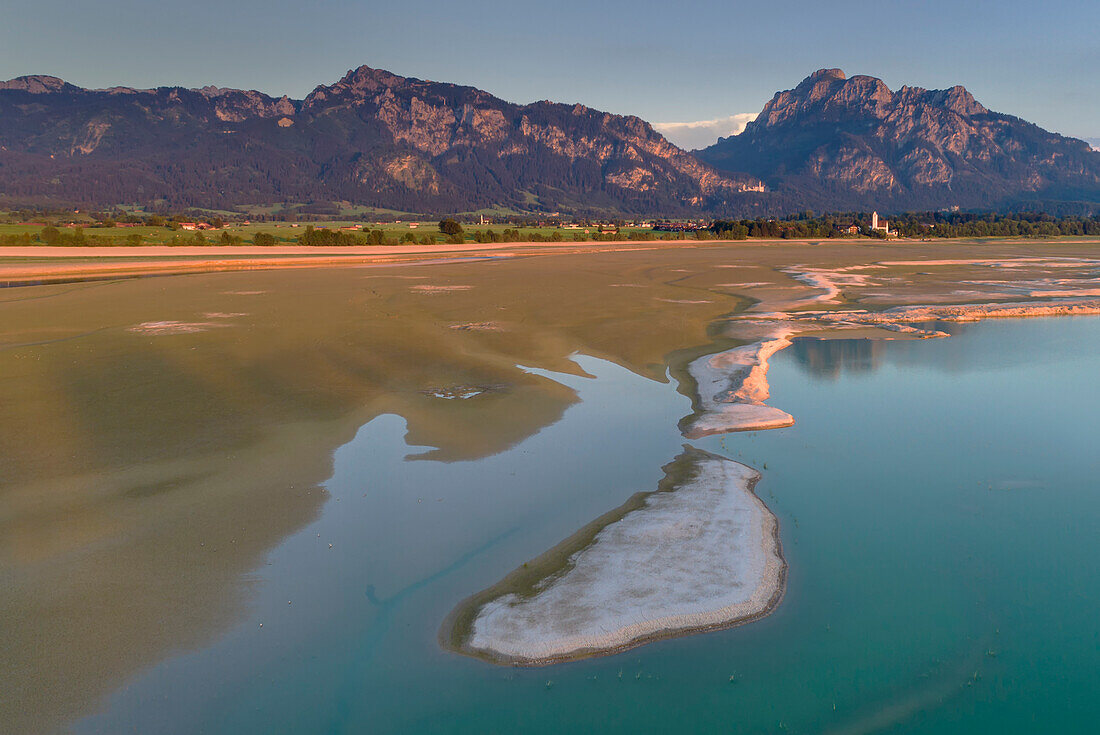 Bird's eye view of the Forggensee, Bavaria, Germany.