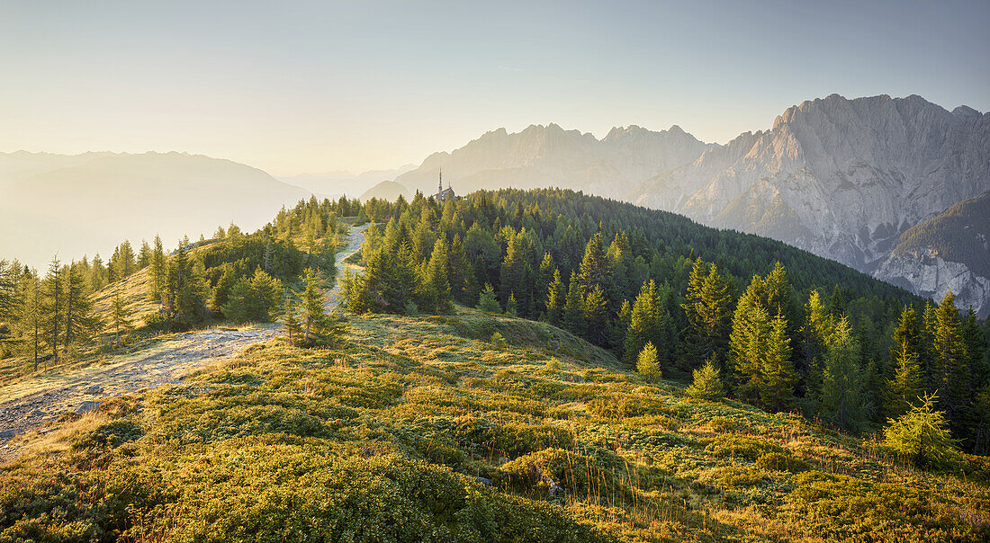 View of the Lienz Dolomites across the Puster Valley from the Hochstein, Osttirol, Tirol, Austria