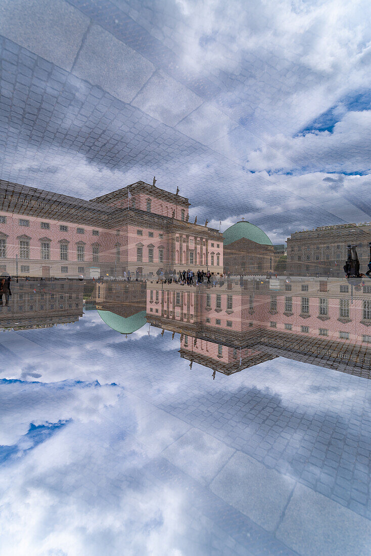 Double exposure of the Bebelplatz square in Berlin, Germany.