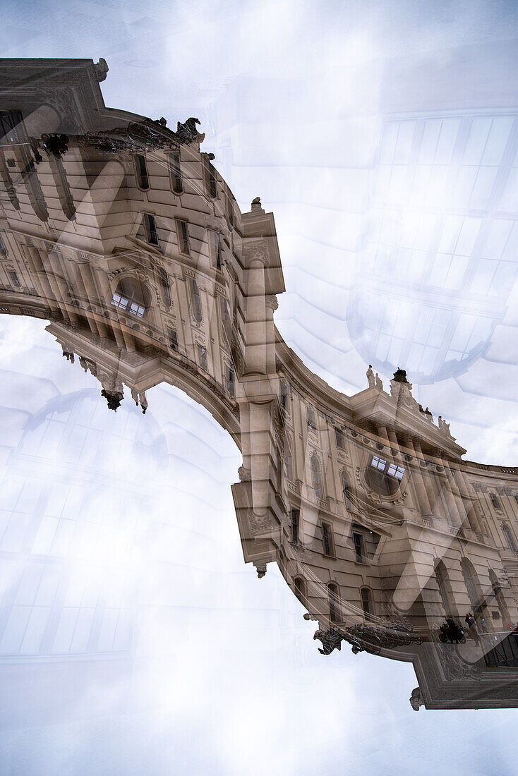 Double exposure of the Bebelplatz square in Berlin, Germany.