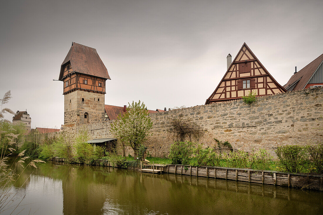 Bäuerlinsturm, Altstadt, Dinkelsbühl an der Wörnitz, Romantische Straße, Landkreis Ansbach, Mittelfranken, Bayern, Deutschland