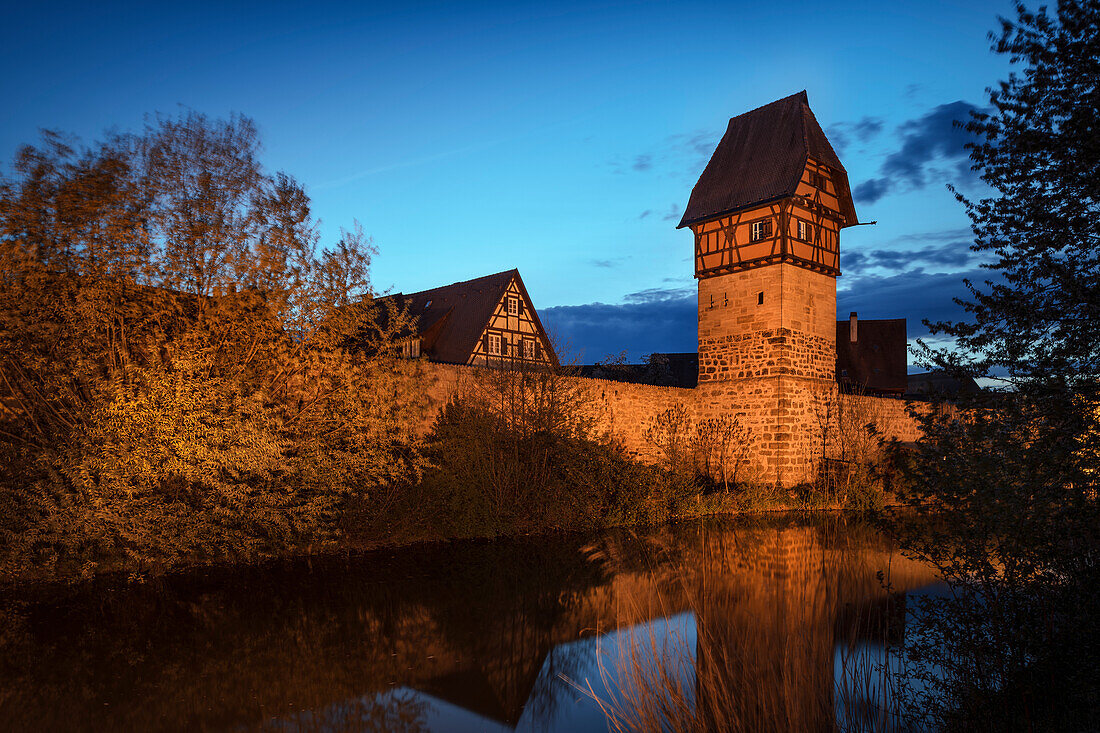 Bäuerlinsturm, Historische Altstadt Dinkelsbühl an der Wörnitz, Romantische Straße, Landkreis Ansbach, Mittelfranken, Bayern, Deutschland
