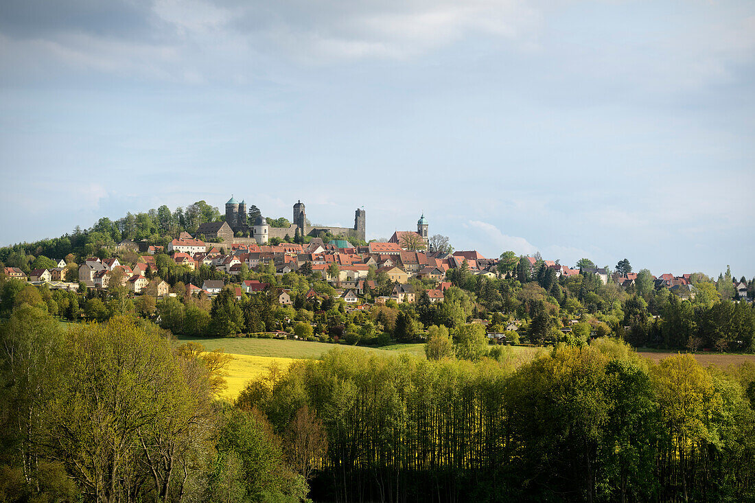 Blick auf Burg Stolpen, Kleinstadt in Sachsen, Landkreis Sächsische Schweiz-Osterzgebirge, Sachsen, Deutschland, Europa