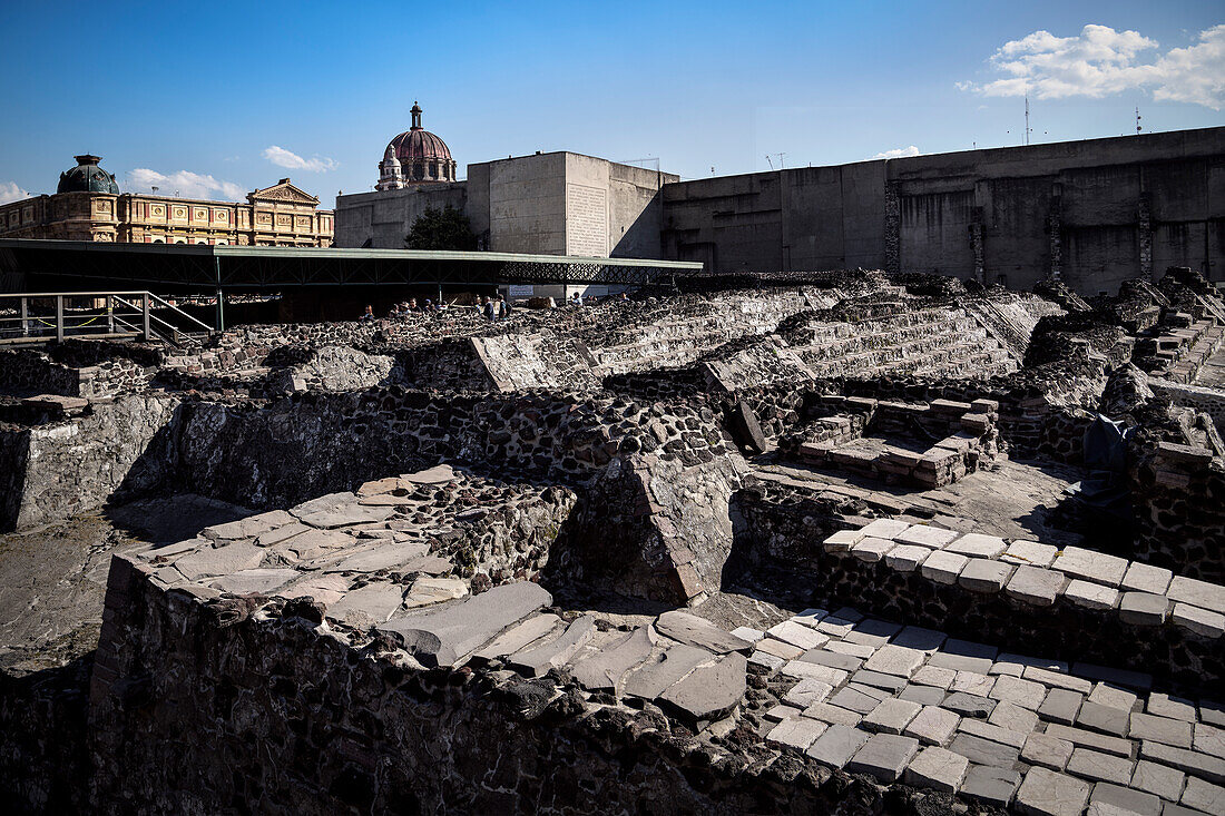 Ruinen des Museo Templo Mayor (größter Tempel der aztekischen Hauptstadt, Tenochtitlán, Mexiko-Stadt, Mexiko, Nordamerika, Lateinamerika, Amerika