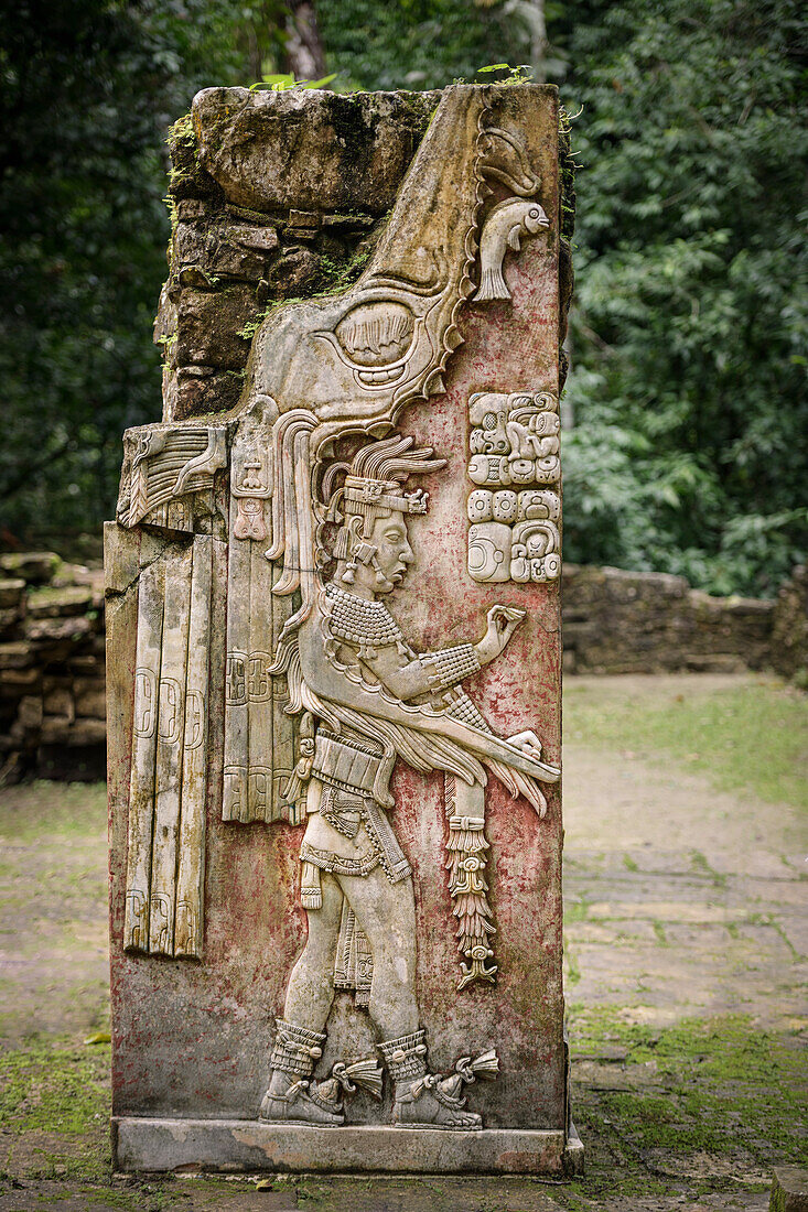 Detailliertes Stein Relief, archäologische Zone von Palenque, Maya Metropole, Chiapas, Mexiko, Lateinamerika, Nordamerika, Amerika