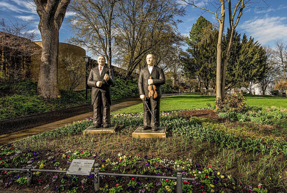 Busch brothers monument in the castle park of Siegen, North Rhine-Westphalia, Germany