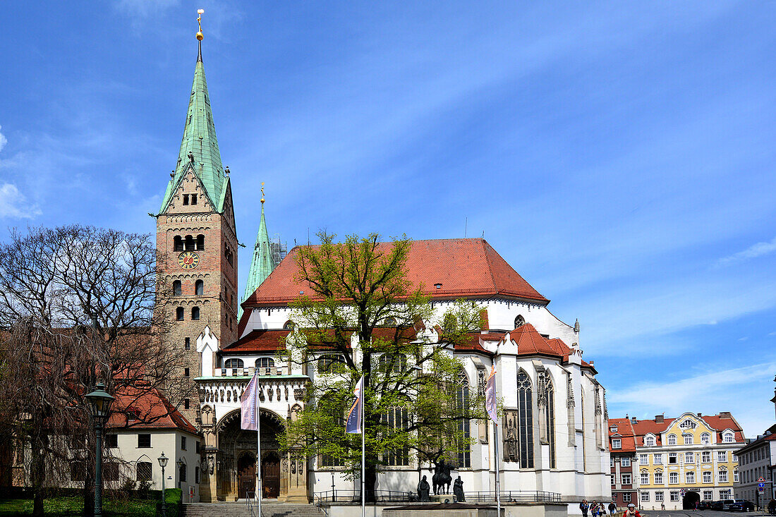 Augsburg, Dom im Frühjahr, romantische Straße, Bayern, Deutschland