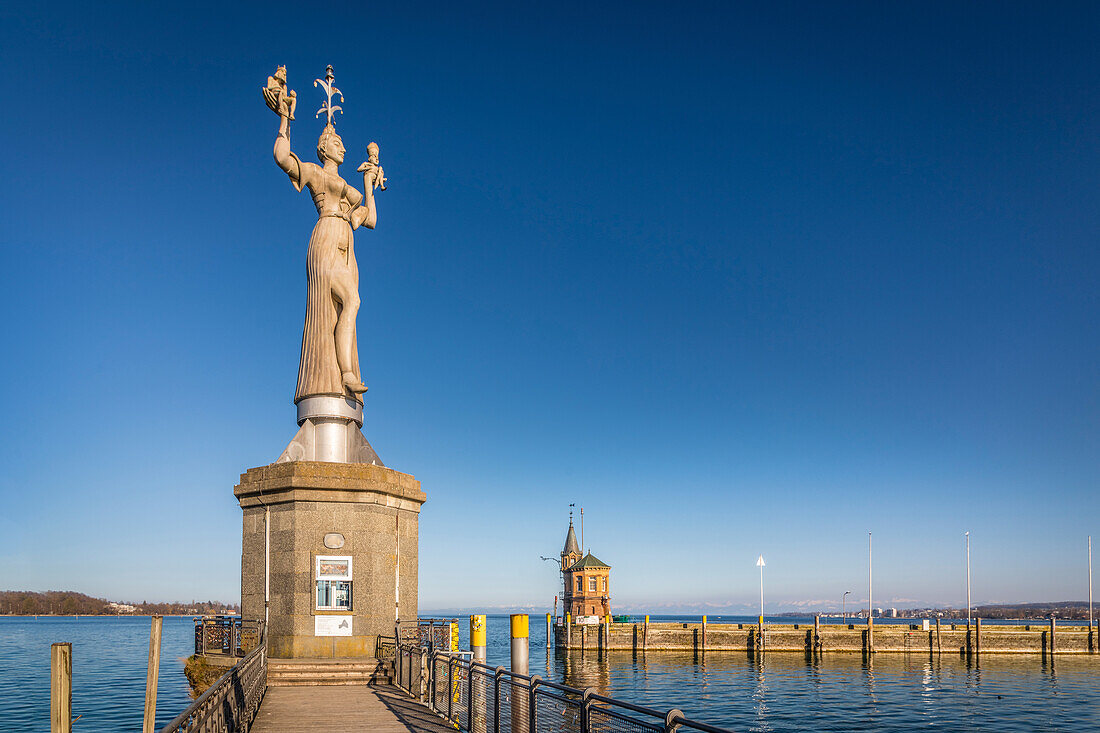 Imperia-Statue am Hafen von Konstanz, Baden-Württemberg, Deutschland
