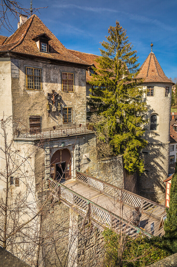 Blick vom Neuen Schloss auf die Burg Meersburg, Baden-Württemberg, Deutschland