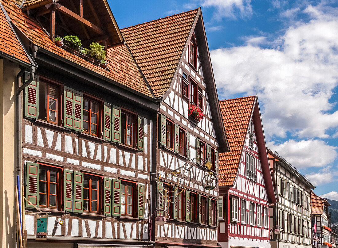 Fachwerkhäuser in der Altstadt von Schiltach, Schwarzwald, Baden-Württemberg, Deutschland