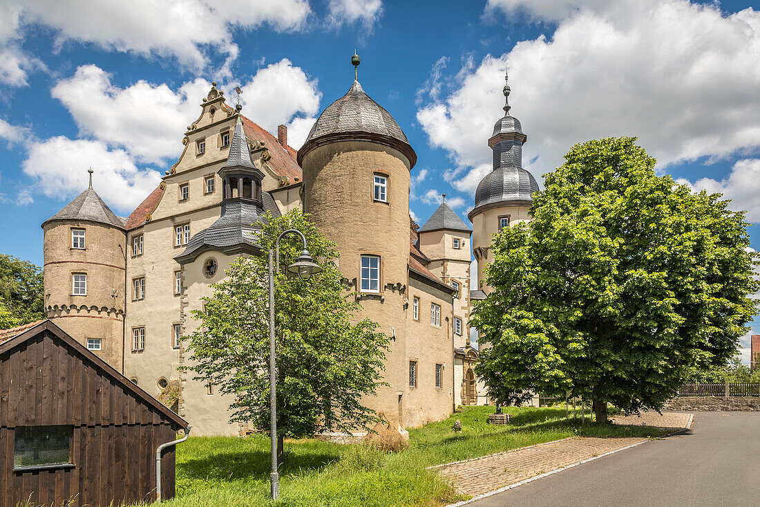 Former moated castle (from 1544) in Waldmannshofen, Romantic Road, Taubertal, Baden-Württemberg, Germany