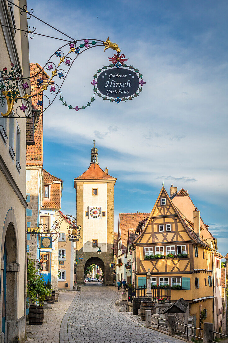 Plönlein-Viertel und Siebersturm in der Altstadt von Rothenburg ob der Tauber, Mittelfranken, Bayern, Deutschland
