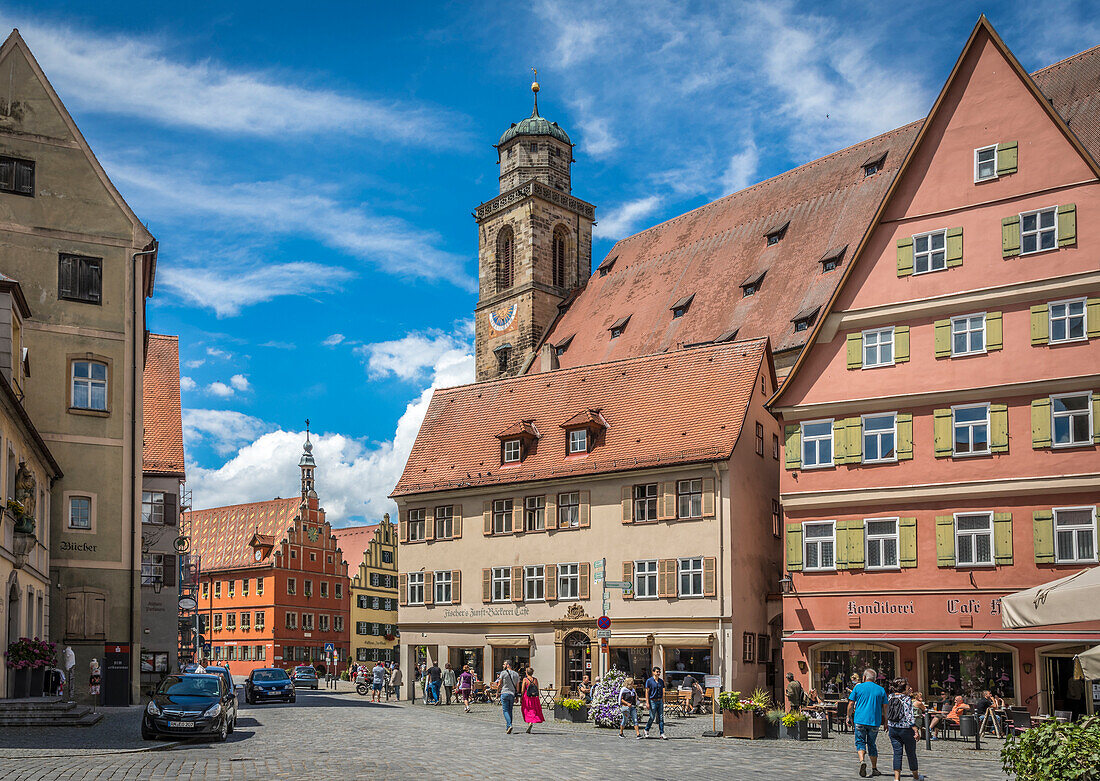 Altstadt von Dinkelsbühl mit Münster St. Georg, Mittelfranken, Bayern, Deutschland