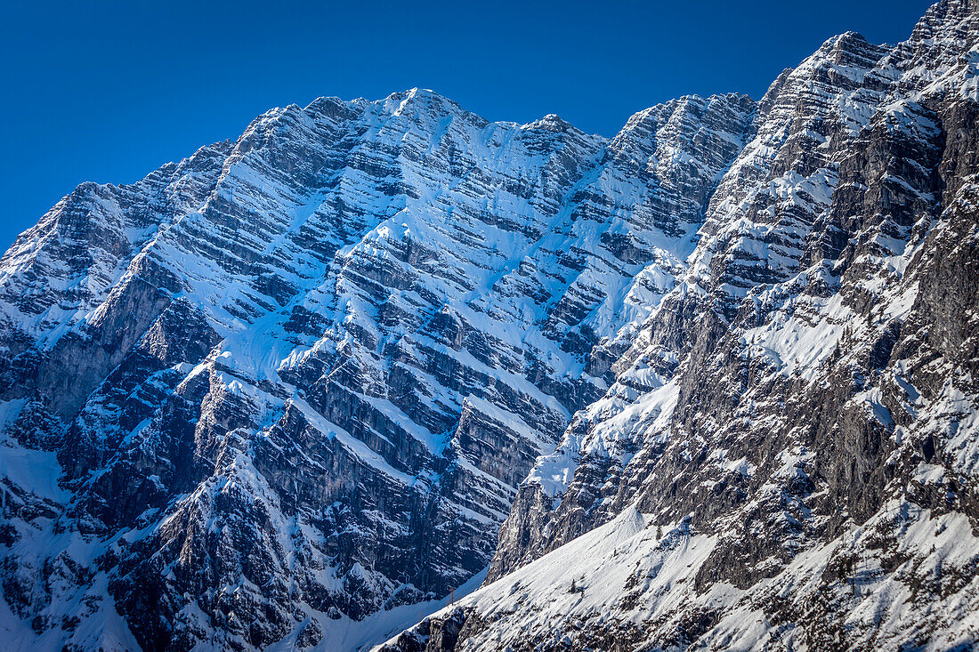 East face of the Watzmann am Koenigssee near St. Bartholomä, Upper Bavaria, Bavaria, Germany