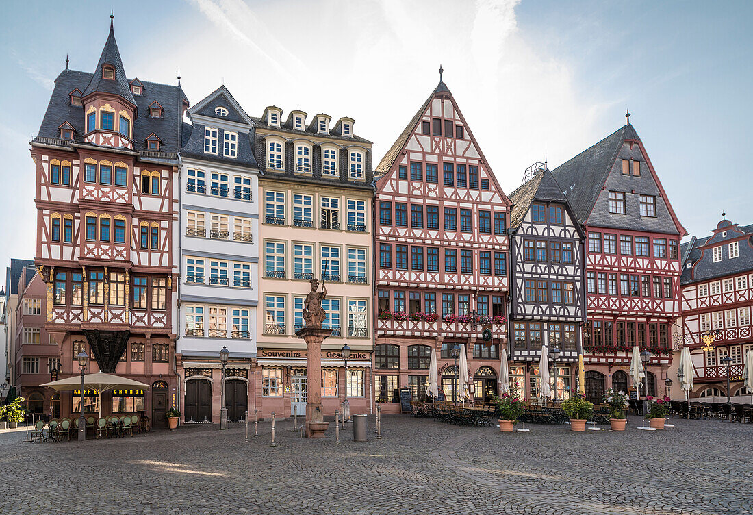 Römerberg with historic half-timbered houses, Frankfurt, Hesse, Germany