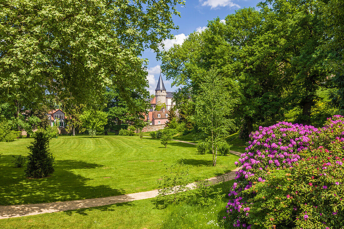 Schlosspark und Hexenturm von Bad Homburg, Taunus, Hessen, Deutschland