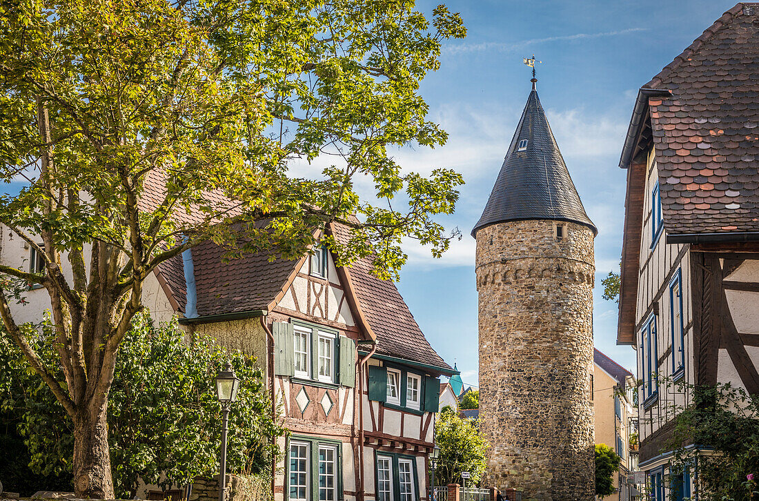 Hexenturm und historische Altstadt von Bad Homburg vor der Höhe, Taunus, Hessen, Deutschland