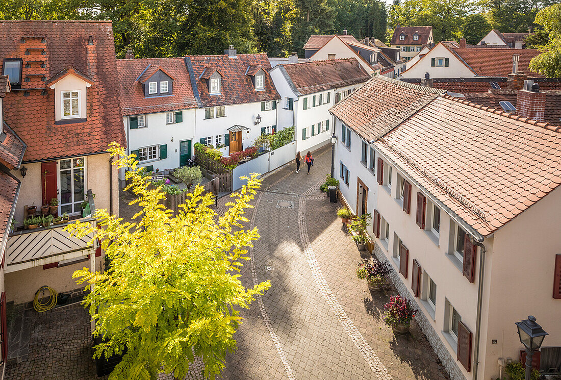 Blick von der Ritter-von-Marx-Brücke in die Altstadt, Bad Homburg vor der Höhe, Taunus, Hessen, Deutschland