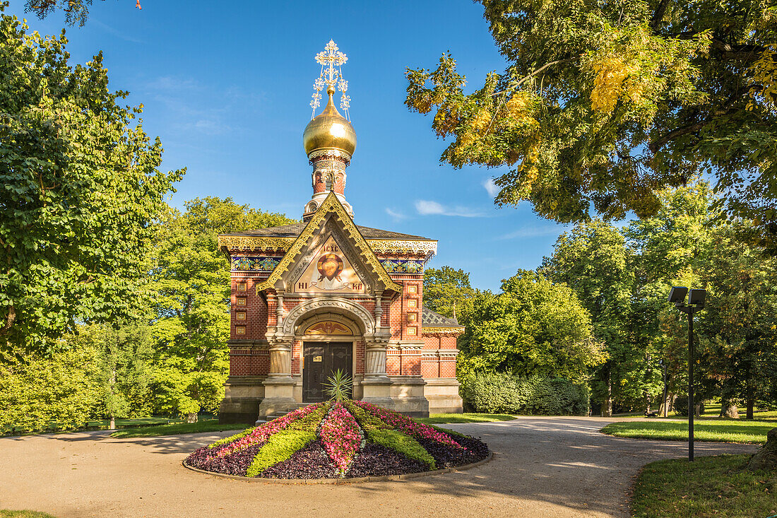 Russische Kirche im Kurpark von Bad Homburg vor der Höhe, Taunus, Hessen, Deutschland