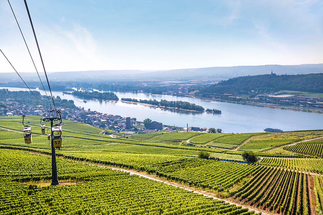 Rüdesheim, Seilbahn zum Niederwalddenkmal, Rheingau, Hessen, Deutschland