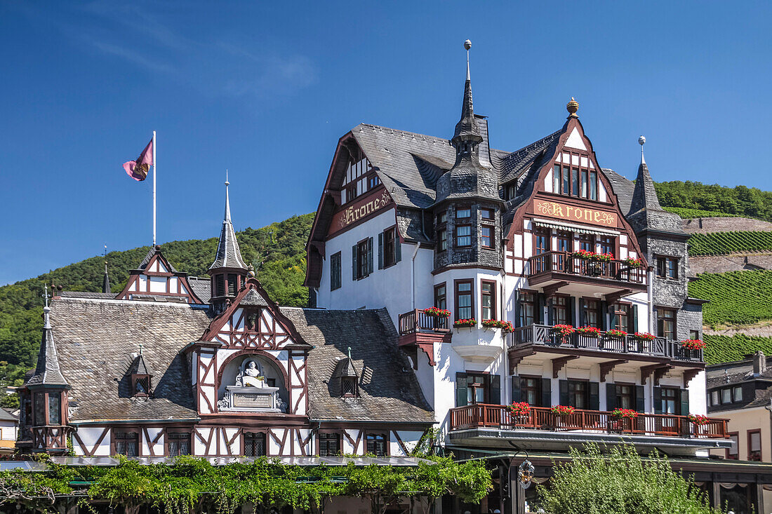 Historic Hotel Krone in Assmannshausen, Rheingau, Hesse, Germany