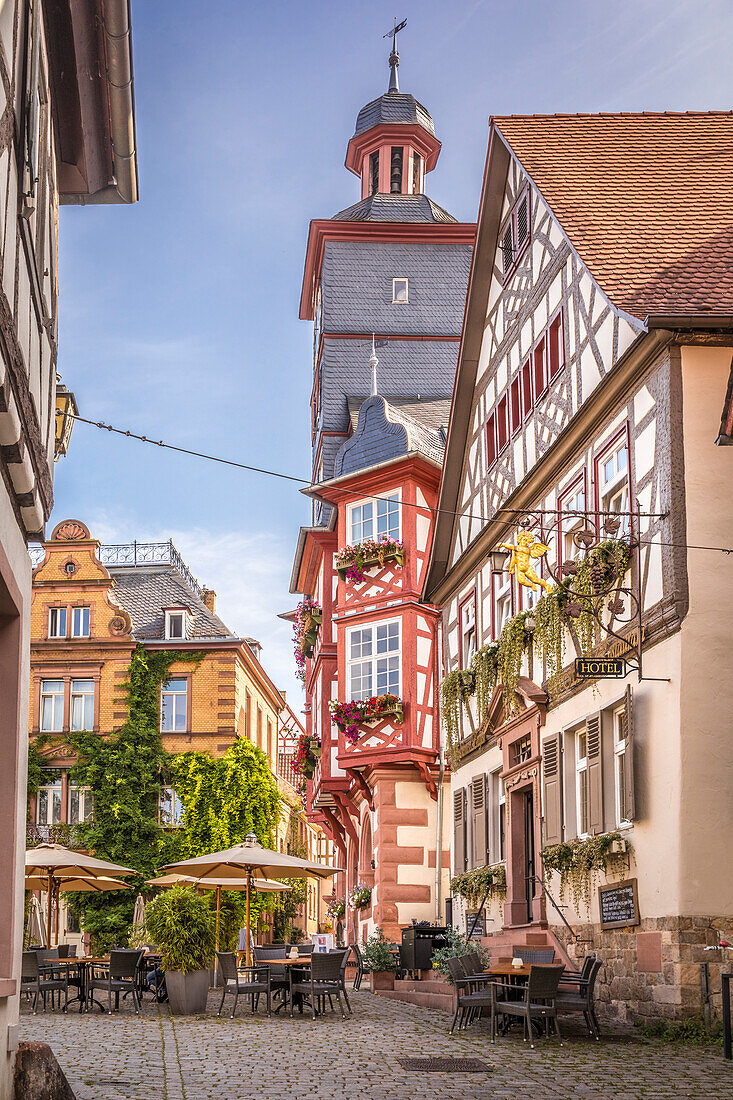 Historische Fachwerkhäuser in der Altstadt von Heppenheim, Südhessen, Hessen, Deutschland